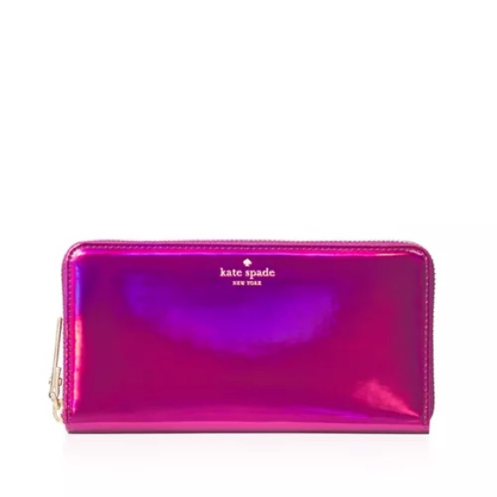 Kate Spade Rainer Lane Lacey Metallic Wallet – Pink Holographic – Lightly Used